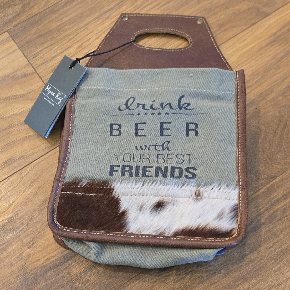 Myra Bag Brown and Cream Beverage Tote